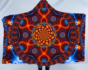 Cactivated DNA Hooded Sherpa Fleece Blanket: Festival Meditation Yoga