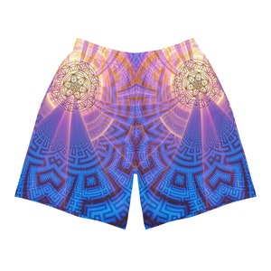 Unique Sacred Geometry Unisex Shorts, Party Festival Shorts, Trippy Festival Clothing, EDM, Rave, Gym, Boxing, Yoga, Psychedelic Shorts