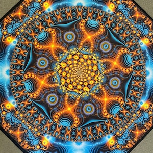 UV-Tinte Schwarzlicht Reaktive Psychedelische Shamanic Visionary Tapisserie, Glow in the Dark Wandbehang perfekt für Partys Trippy Room Rave Decor