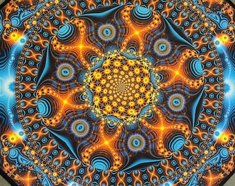 UV Blacklight Reactive Tapestry: Psychedelic Shamanic Art, Rave Decor