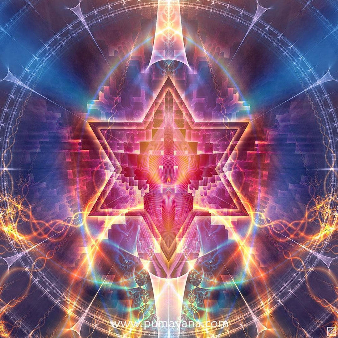 Merkaba Genesis Sacred Geometry Wall Hanging, Psychedelic Mandala