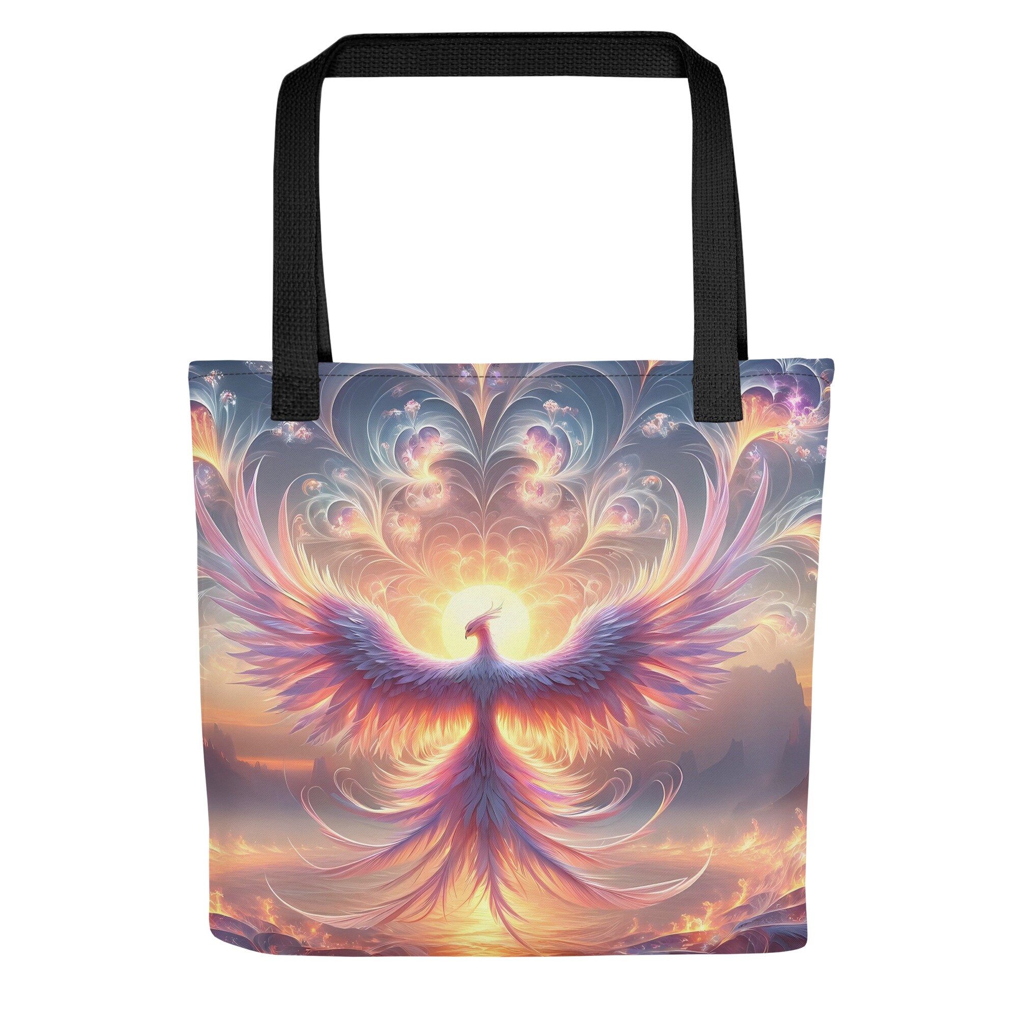 Phoenix Tote Bag, Psychedelic Art Bag, Spiritual Healing Shopping Tote, Unique Beach Bag, Yoga Tote, Festival Party Bag, Visionary Art Gift