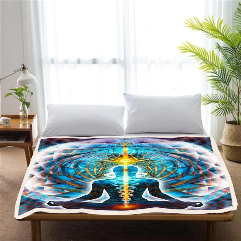 Chakra Throw Blanket Meditation Fleece Blanket Galactic Etsy