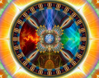 Seed of Light Mandala Art Print: Shamanic Wheel of Life Canvas