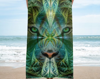 Yoga Towel, perfect for your practice of any Yoga and Hot Yoga, Gym, Workout, Meditation, Spa, Massage and Beach, Eyes of the Tiger Artwork