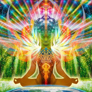 Buddha Birth Cosmic Art Print | Canvas | Gaia | Meditation | Spiritual | Shri Yantra| Visionary | Consciousness| Art