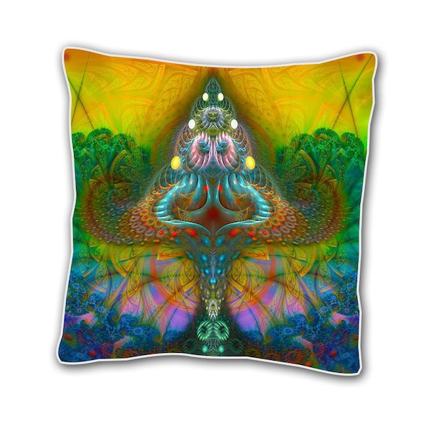 Shamanic Cushion cover | 18 x 18 Throw Pillow Cover | Handmade | Shroom