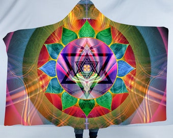 Herz Chakra Kapuzendecke : Tragbare Sherpa Fleece Decke