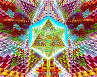 マルチバースタペストリー：サイケデリックな神聖幾何学模様の壁掛け