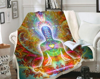 Coperta da lancio con chakra del cuore / Coperta in pile per meditazione / HeartSoul