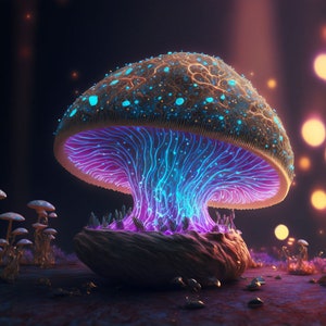 Trippy Mushroom UV Tapestry: Psychedelic Blacklight Wall Art
