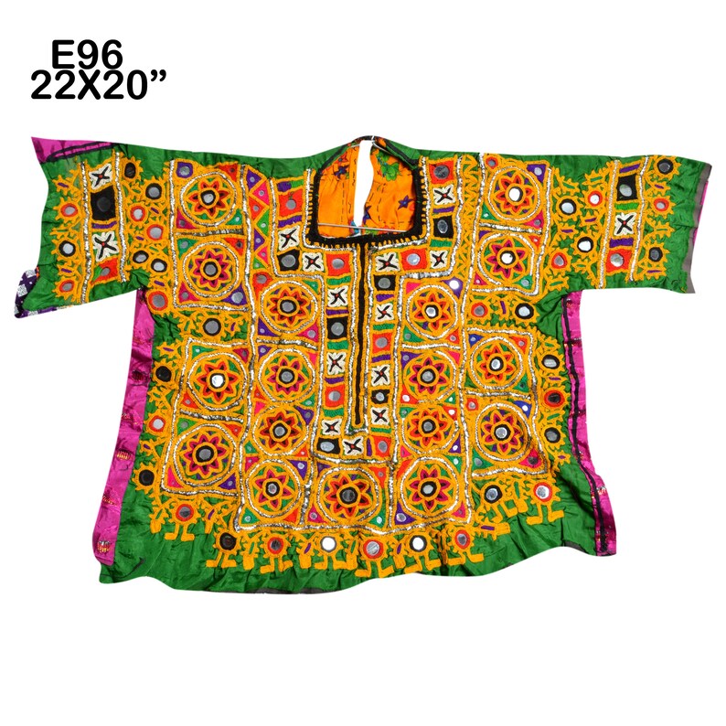 Vintage Big Banjara Neck Yoke Hand Embroidered Applique Patch Sewing Textile Beautiful Fabric For Vintage Lover E96