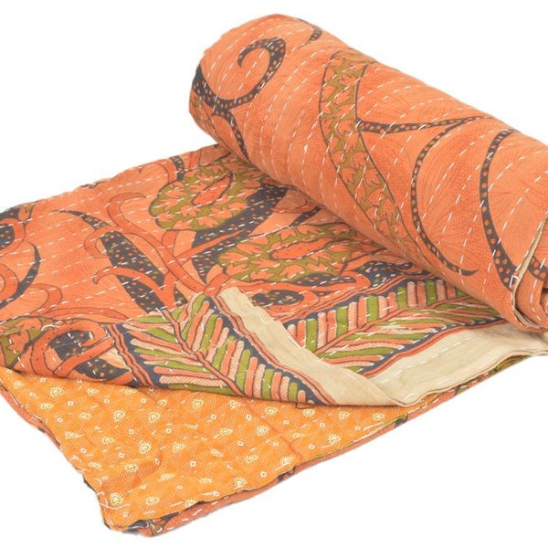 Vintage Kantha Quilt Gudri Reversible Throw Ralli Bedspread Bedding India R47