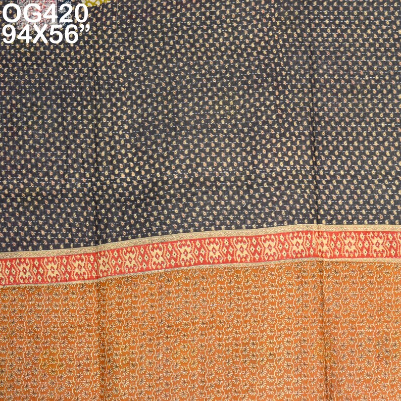 Vintage Kantha Quilt Plaids Gudri Reversible Throw Ralli Bedspread Bedding Indian Handmade OG420
