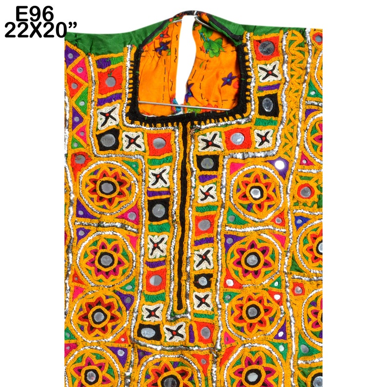 Vintage Big Banjara Neck Yoke Hand Embroidered Applique Patch Sewing Textile Beautiful Fabric For Vintage Lover E96