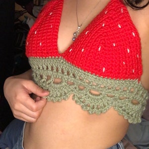 Strawberry Crochet Bralette Top Handmade