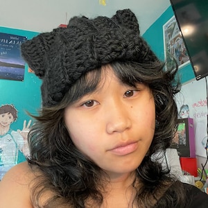 Kitty Cat Handmade Crochet Beanie with Bow