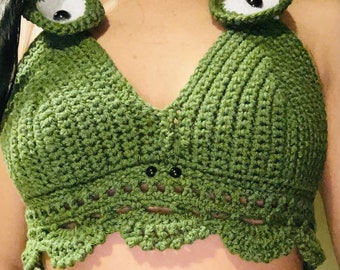 Frog Handmade Crochet Bralette or Hat - Etsy