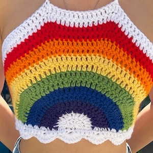 Rainbow Handmade Crocheted Crop Top