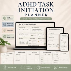 ADHD Task Initiation Planner | Executive Dysfunction & ADHD Paralysis Printable PDF