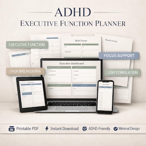 ADHD Executive Function Planner Printable | Executive Dysfunction Planner PDF | ADHD Productivity & Focus Planner
