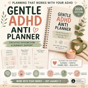 ADHD Anti Planner Printable | Executive Dysfunction Planner | Gentle Productivity Workbook | Burnout Recovery PDF | ADHD Adult Planner