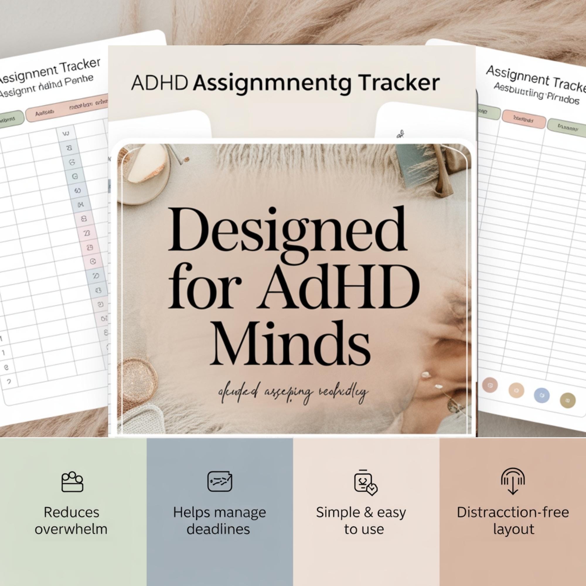 ADHD Assignment Tracker Printable | Student Homework Planner PDF ...