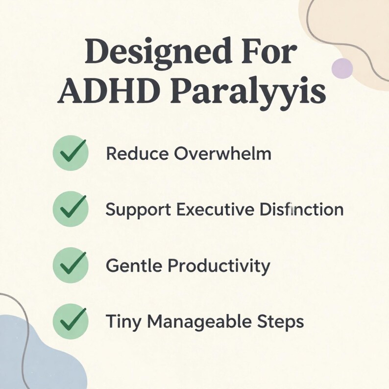 ADHD Task Paralysis Planner Printable | Executive Dysfunction Support ...