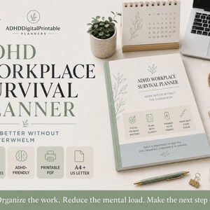 ADHD Workplace Survival Planner Printable | Executive Function Work Planner | Workplace Overwhelm & Productivity PDF