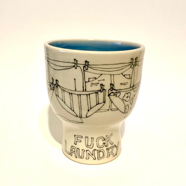 Hand made Ceramic Margarita Cup - Laundry series.