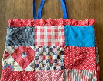 Vintage Upcycled Quilted Blanket Tote