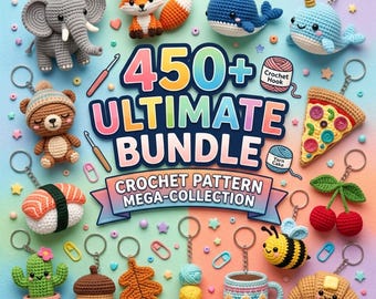 450+ Keychain Crochet Pattern Bundle PDF, , No Sew Animal Charms (PDF Download)