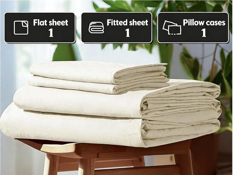 3pcs Linen Bedding Sheets Set Kids Bedding Luxury Tencel Fabric for Bed and Room Decor image 5