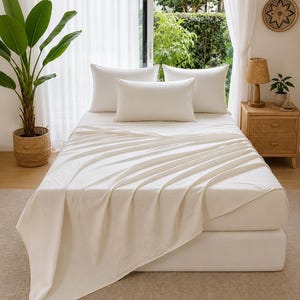 3pcs Linen Bedding Sheets Set Kids Bedding Luxury Tencel Fabric for Bed and Room Decor image 1