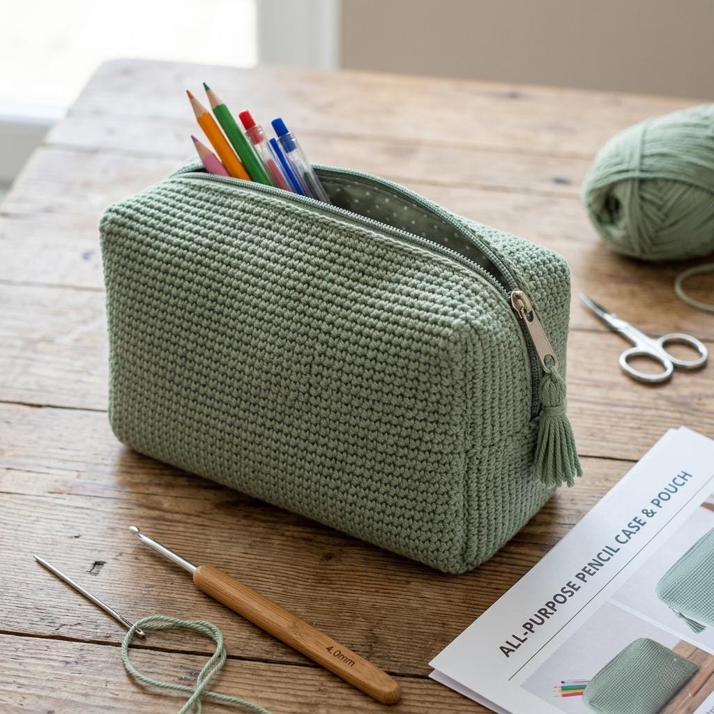 18 Crochet Pencil Case Patterns with Box Pouches, Wristlets, and Holders 2 Beginner Crochet Box Pouch Pattern Zipper Pencil Case