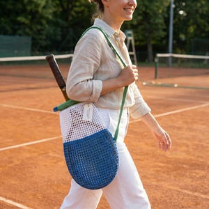 Crochet Mesh Schlägertasche Muster PDF Download Easy Mesh Tennis Bag Häkelanleitung Schultertasche Digitaler Download anfängerfreundlich