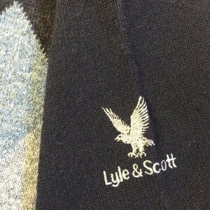 Sweter z wełny lyle & scott argyle z lat 90. z logo na rękawie, wyprodukowany w Nowej Zelandii, rozmiar L zdjęcie 5