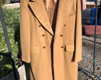 Vintage 80s Reflections 100% Pure Wool Camel Overcoat | ILGWU Union Made USA