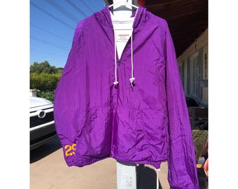 Vintage Blazer Purple Bear Mountain BR Resort Hooded Windbreaker Jacket USA 29 L