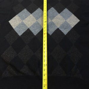 Sweter z wełny lyle & scott argyle z lat 90. z logo na rękawie, wyprodukowany w Nowej Zelandii, rozmiar L zdjęcie 7