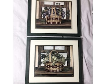 Laurie Korsgaden ingelijste kunstafdrukken Paar druivenmand Americana rustiek decor