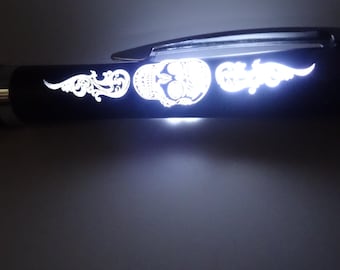 Lighted sugar skull ink pen