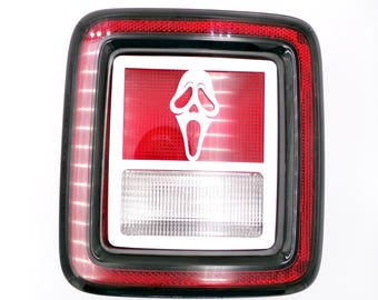 Scary face ghost brake tail light covers/ fits 2018-25 Jeep Wrangler JL