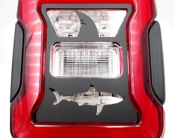 Shark brake tail light cover/fits 2018-25 jeep Wrangler JL with LED lights
