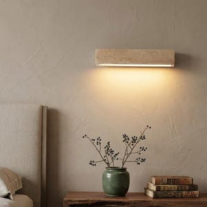 Wabi Sabi Wall Sconce – Natural Stone Modern Light Fixture for Living Room, Bedroom