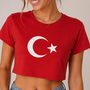 Turkish Flag Inspired Crop Top, Red Cotton, Türkiye World Cup 2026, Make Türkiye Great Again Crop Top,Turkish Pride Shirt,Turkey Graphic Tee