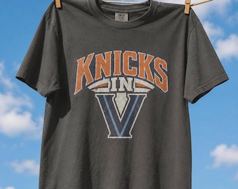 Knicks In V T-shirt, Vintage Sports Logo, Basketball Team Tee