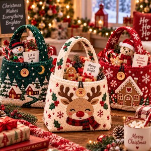Mönster för julklappspåse, julklappspåse i PDF-format, godispåse för högtider, gör-det-själv-tygpåse, utskrivbart sömnadsmönster, direktnedladdning
