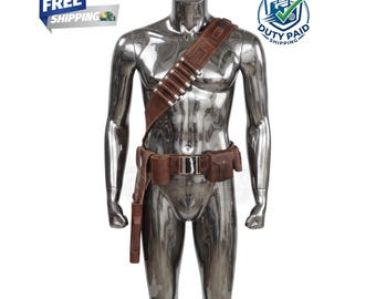 Din Djarin Leather Belt Set | Mandalorian Cosplay Utility Belt | Handmade Holster Bandolier