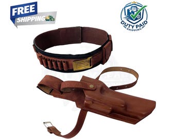 Boba Fett Leather Belt | Handmade Cosplay Ammo Belt & Holster | Mandalorian Costume Accessory